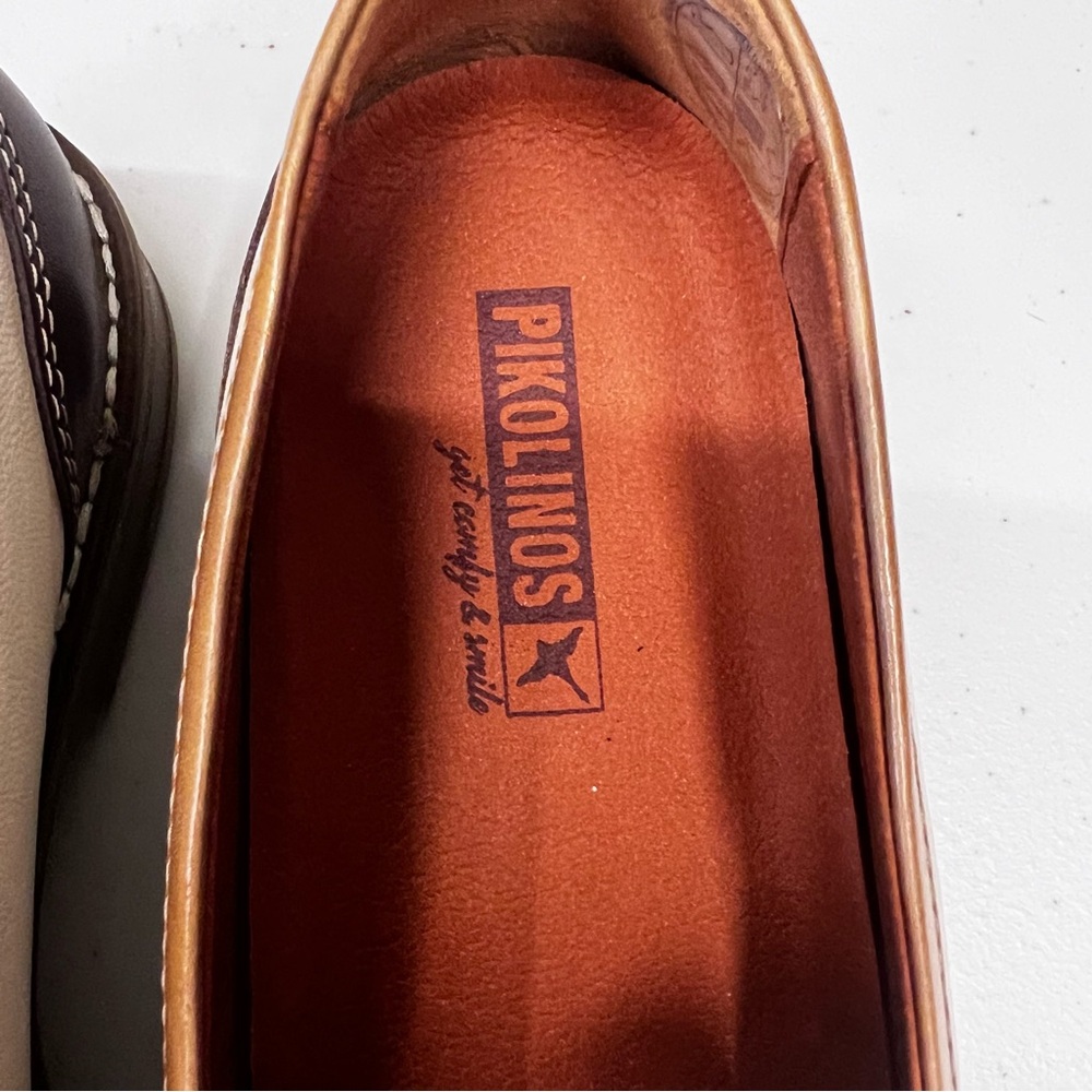 Pikolinos Aldaya Marfil Brown and Cream Leather Loafers Size 38 - Picture 3 of 9